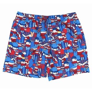 Rsvlts Board Shorts Sz L Red White Blue Ice Cream Unlined Swim Trunks EUC